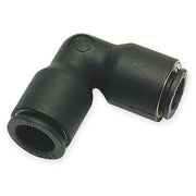 Push-Fit Elbow Fitting, 12mm Tube Size, Fiberglass-Reinforced Nylon, Black, 10 PK