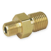 Reducing Hex Nipple Brass Pipe Fitting, 1/4 in Male NPT X 1/8 in Male NPT