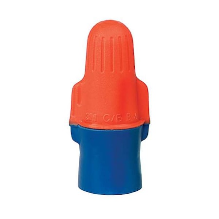 Twist-On Wire Connector, 12 AWG Max, Blue, Orange, 600 V, 100 PK
