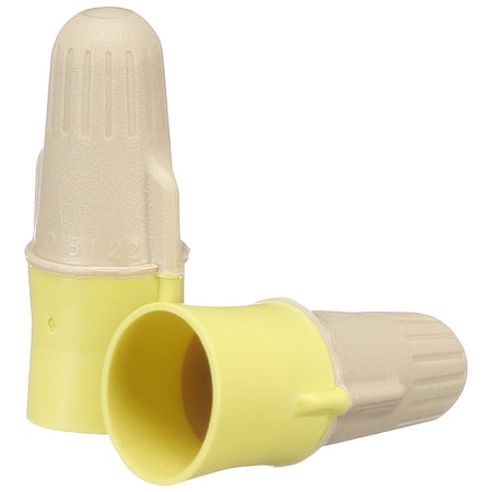Twist-On Wire Connector, 12 AWG Max, Tan, Yellow, Plastic Insulation, 600 V, 500 PK