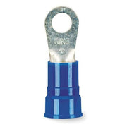 Ring Terminal, 3/8 in Stud Size, 6 AWG, 1,000 V, Nylon Insulated, Blue, Crimp Termination Only