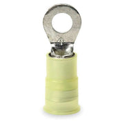 Ring Terminal, #6 Stud Size, 10 AWG, 1,000 V, Nylon Insulated, Yellow, Crimp Termination Only