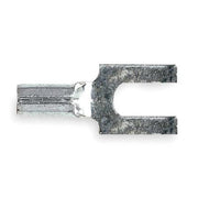 Fork Terminal, #8 Stud Size, 10 AWG, 600 V, Bare Insulated, Yellow, Crimp Termination Only, 50 PK