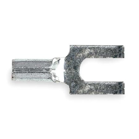 Fork Terminal, #8 Stud Size, 10 AWG, 600 V, Bare Insulated, Yellow, Crimp Termination Only, 50 PK