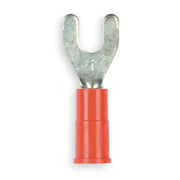 Fork Terminal, #10 Stud Size, 18 AWG, 600 V, Vinyl Insulated, Red, Crimp Termination Only, 100 PK