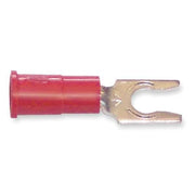 Fork Terminal, #8 Stud Size, 18 AWG, 600 V, Vinyl Insulated, Red, Crimp Termination Only, 100 PK