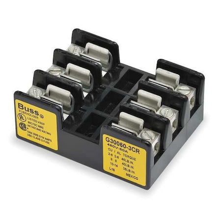 Open Fuse Block, G UL Class, 300V AC/DC Volt Rating, 3 Poles, Box Lug