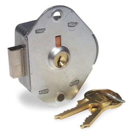 Built-In Locker Lock, Key Type Different, Mounting Hole Dia. 7/32 in, Zinc-Plated