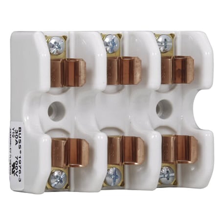 Open Fuse Block, 0 to 30A Amp Range, 700V AC/DC Volt Rating, 3 Poles, Screw