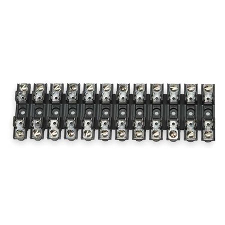 Open Fuse Block, 0 to 30A Amp Range, 300V AC/DC Volt Rating, 12 Poles, Screw