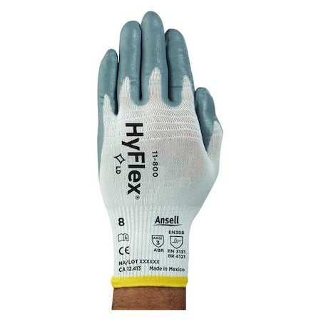 Coated Gloves, Foam Nitrile, Sandy, Palm, 3 Abrasion Level, White, M (8) 1 PR