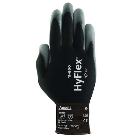 Hyflex Coated Gloves, Polyurethane Palm Coating, Smooth, 15 ga, Abrasion Level 3, 10, 1 Pair