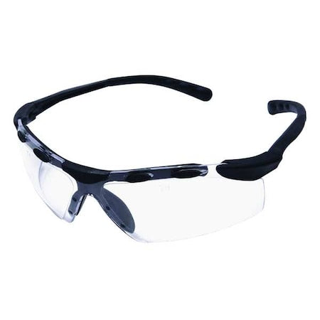 Safety Glasses, Enticer, Anti-Scratch, Padded Nose-Piece, Bayonet Temples, Black Frame, Clear Lens