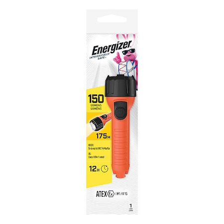Orange LED Handheld Flashlight, Alkaline AA, 40lm