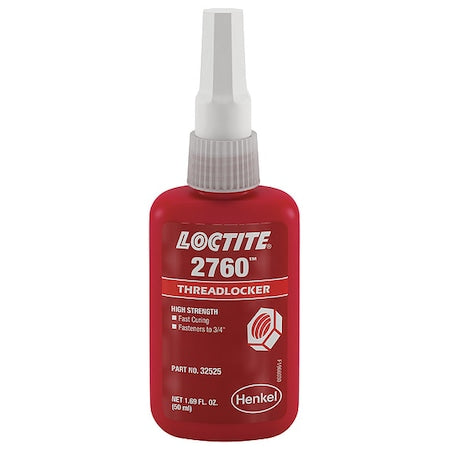 Threadlocker, LOCTITE 2760, Red, High Strength, Liquid, 10 mL Bottle