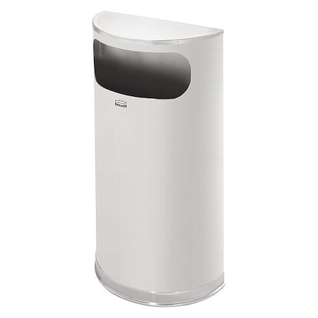 Half Round 9 gal Half-Round Indoor Metal Can, Satin Stainless Steel, None, Stainless Steel