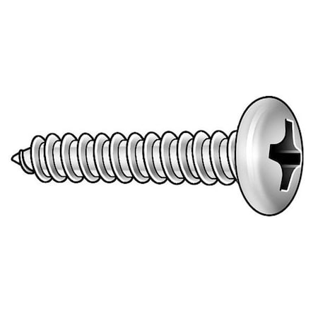 Sheet Metal Screw, #8 x 5/8 in, Plain 18-8 Stainless Steel Pan Head Phillips Drive, 100 PK