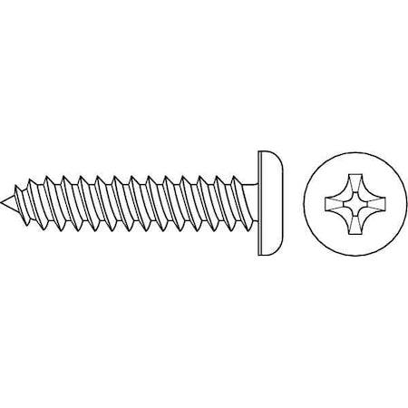 Sheet Metal Screw, #7 x 3/8 in, Zinc Plated Steel Pan Head Phillips Drive, 100 PK