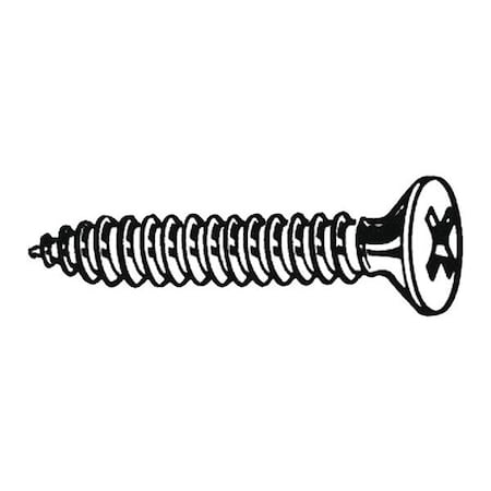 Sheet Metal Screw, #10 x 2-1/2 in, Zinc Plated Steel Flat Head Phillips Drive, 100 PK