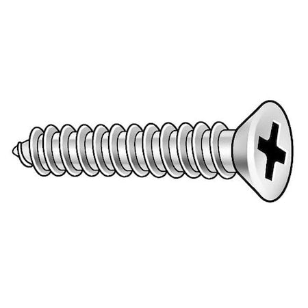 Sheet Metal Screw, #14 x 3-1/2 in, Plain 18-8 Stainless Steel Flat Head Phillips Drive, 25 PK