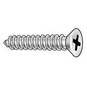 Sheet Metal Screw, #8 x 2-1/2 in, Plain 18-8 Stainless Steel Flat Head Phillips Drive, 100 PK