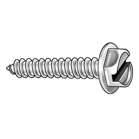 Sheet Metal Screw, #6 x 7/8 in, Zinc Plated Steel Flange Hex Head Slotted Drive, 100 PK
