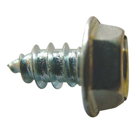 Sheet Metal Screw, #8 x 1-1/4 in, Zinc Plated Steel Flange Hex Head Slotted Drive, 100 PK