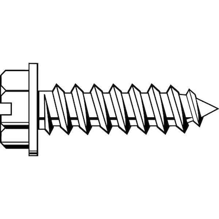 Sheet Metal Screw, #6 x 1 in, Zinc Plated Steel Flange Hex Head Slotted Drive, 100 PK