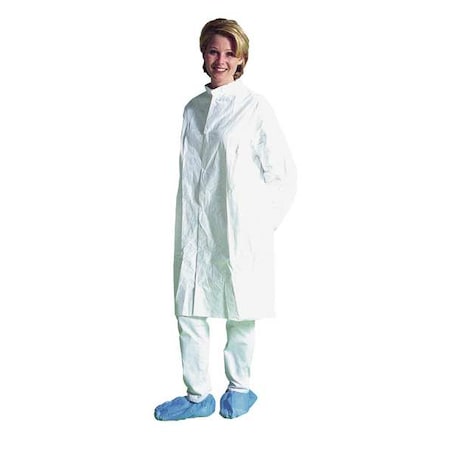 Disposable Lab Coat, Tyvek(R) IsoClean(R), 0 Pockets, Snaps, 30 PK