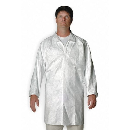 Tyvek IsoClean Disposable Lab Coat, Tyvek(R) IsoClean(R), Snaps Closure, White, M, 30 PK