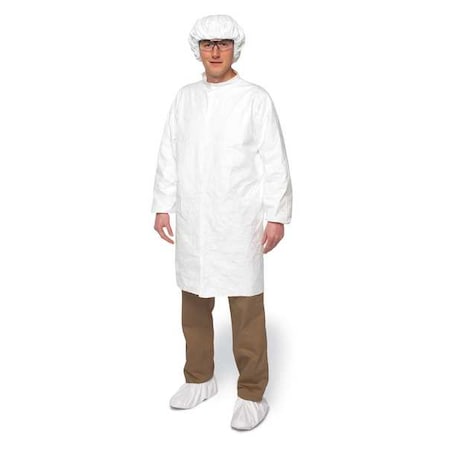 Tyvek IsoClean Disposable Lab Coat, Tyvek(R) IsoClean(R), Snaps Closure, White, 2XL, 30 PK