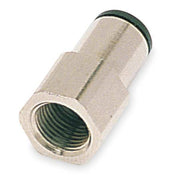 Push-Fit Adapter Fitting, 1/4 in Tube Size, Brass, Silver, 10 PK