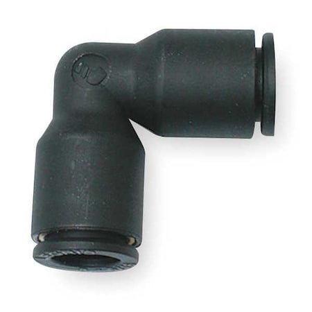 Push-Fit Elbow Fitting, 8mm x 10mm Tube Size, Fiberglass-Reinforced Nylon, Black, 10 PK