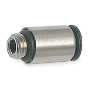 Push-Fit Adapter Fitting, 1/4 in Tube Size, Brass, Silver, 10 PK