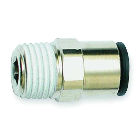 Push-Fit Adapter Fitting, 3/8 in Tube Size, Brass, Silver, 10 PK