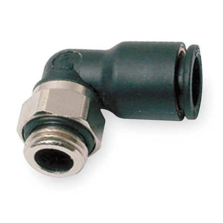 Push-Fit Elbow Fitting, 10mm Tube Size, Fiberglass-Reinforced Nylon, Black, 10 PK