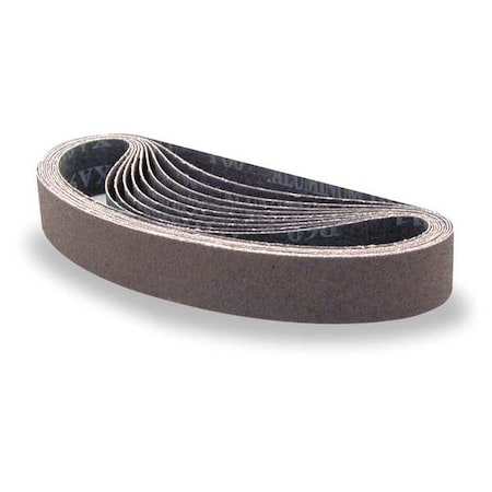 Sanding Belt, 1 1/8 in W, 21 in L, Coated, Aluminum Oxide, 100 Grit, Fine, AO/X GP, Brown