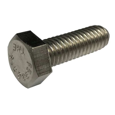 18-8, 1/4"-20 Hex Head Cap Screw, Plain Stainless Steel, 3/8 in L, 100 PK