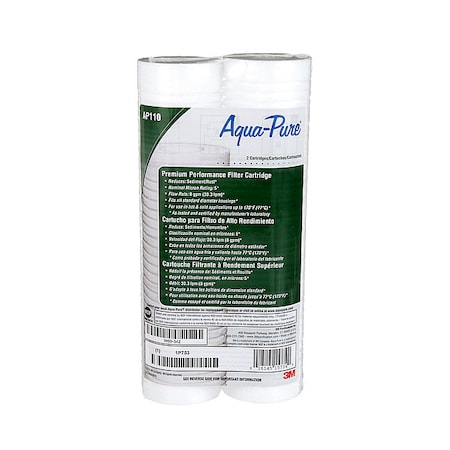 Quick Connect Water Filter, 5 micron, 8 gpm, 9-3/4 in H, 2-1/2 in Dia, 25-125 psi,Polypropylene, 2PK
