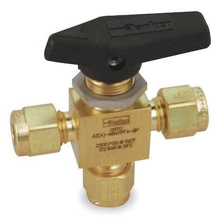 1/4" Compr Brass Mini Ball Valve 3-Way