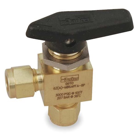 1/4" Compr Brass Mini Ball Valve Angle