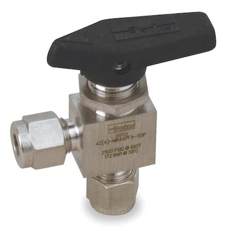1/4" Compr Stainless Steel Mini Ball Valve Angle