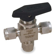 1/2" Compr Stainless Steel Mini Ball Valve 3-Way