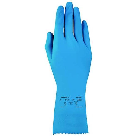 Alphatec Chemical Resistant Gloves, Fish Scale, 12 in Length, 17 mil Thickness, M,8), Blue, 1 Pair