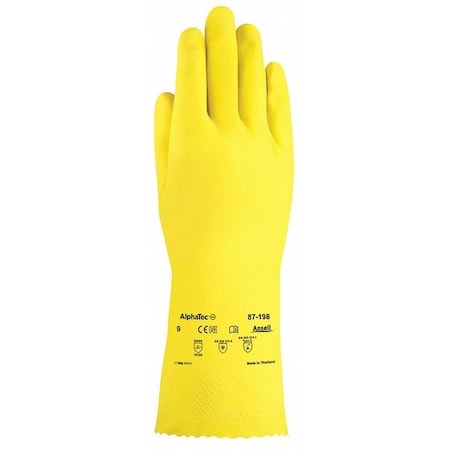 AlphaTec(R) 87-198 Chemical Resistant Gloves, Natural Rubber Latex, 12 in L, 17 mil, Yellow, 7