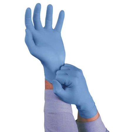 TouchNTuff 92-575, Nitrile Disposable Gloves, 4.3 mil Palm, Food Grade, Powdered, S, 100 PK, Blue