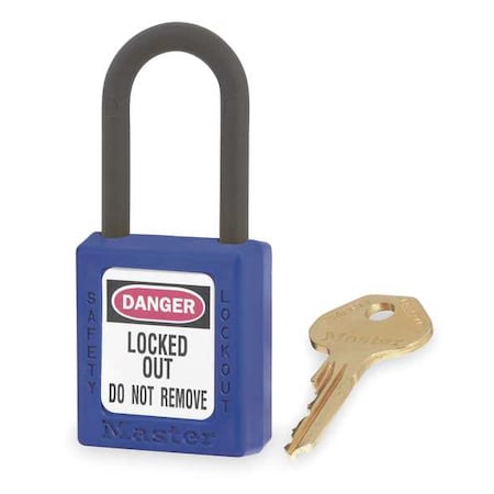 Lockout Padlock, Keyed Different, Thermoplastic, Blue, 1 1/2 in Shackle Height, 1 1/2 in Body Width
