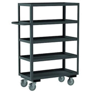 Utility Cart with Lipped Metal Shelves, Steel, 1,200 lb Load Capacity, 5 Shelves, 54 1/2 in L