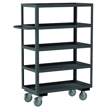 Utility Cart with Lipped Metal Shelves, Steel, 1,200 lb Load Capacity, 5 Shelves, 54 1/2 in L