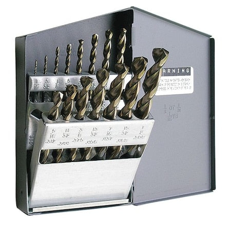 15PC 135 Degree Heavy-Duty Parabolic Jobber Dril Set Cle-Line 1872 Black & Gold HSS 1/16-1/2x1/32